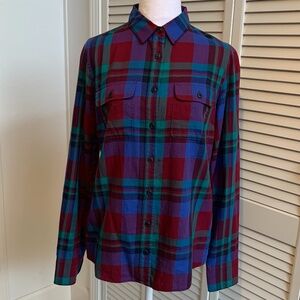 J.Crew Cotton Flannel Jewel Tone Plaid Button Down Shirt size 6